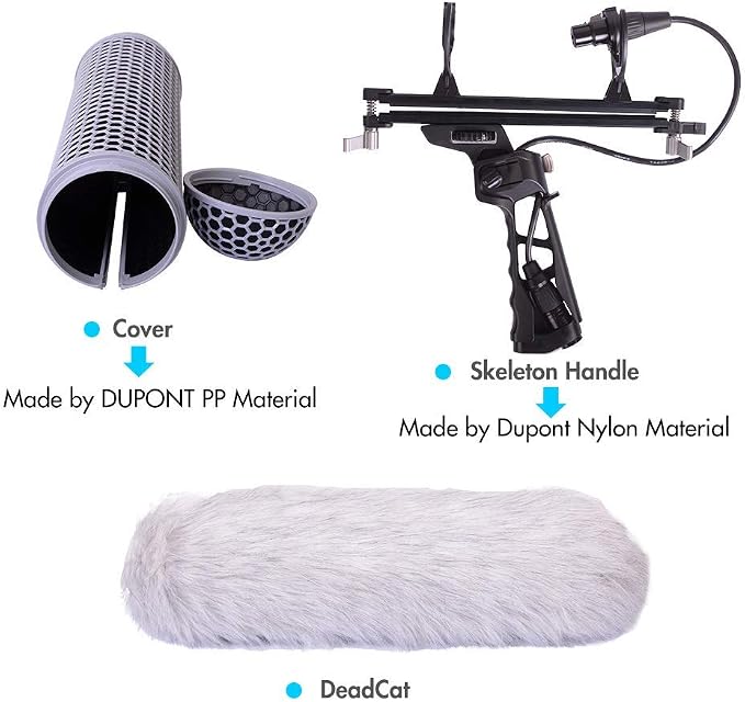 Micolive Microphone Windshield Blimp Windscreen Style Protect Cage and Shock Mount Suspension System Compatible with Rode NTG1 NTG2 NTG3 NTG4+ AT875R Line MKE 600 Series Shotgun Microphones etc - Image 3