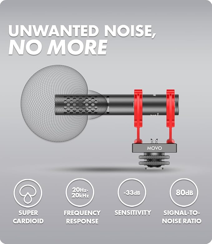 Movo X1-Mini Video Shotgun Mic for Camera - Supercardioid 3.5mm/USB-C Analog/Digital Camera Microphone for DSLR, iPhone and Android Smartphones, Computers - Compatible with Canon EOS, Nikon, Sony - Image 4