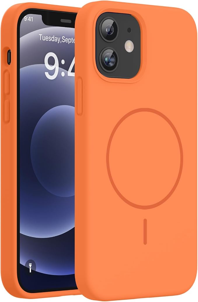 Miracase Silicone for iPhone 12 Case and iPhone 12 Pro Case, Orange | Liquid Silicone Gel Rubber Shockproof Drop Protection Phone Case for iPhone 12/12 Pro 6.1 inch by Miracase