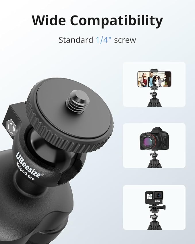 UBeesize Flexible Mini Phone Tripod, Portable and Adjustable Camera Stand Holder with Wireless Remote and Universal Clip, Compatible with Cellphones, Sports Cameras - Image 2