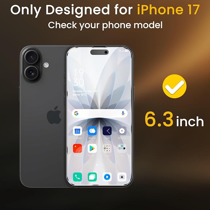 Romkasi 3 Pack Privacy Screen Protector for iPhone 17 6.3 Inch with 3 Pack Camera Lens Protector, Anti Spy Tempered Glass Film, Anti-Scratch, Touch Sensitive, Case Friendly - Image 2