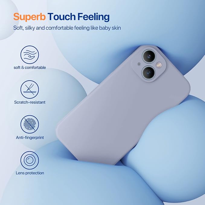 Miracase Silicone for iPhone 14 Case, Lavender Gray | Soft Anti-Scratch Microfiber Lining, Premium Silicone Cover Shockproof Drop Protection Phone Case for 14 - Image 2
