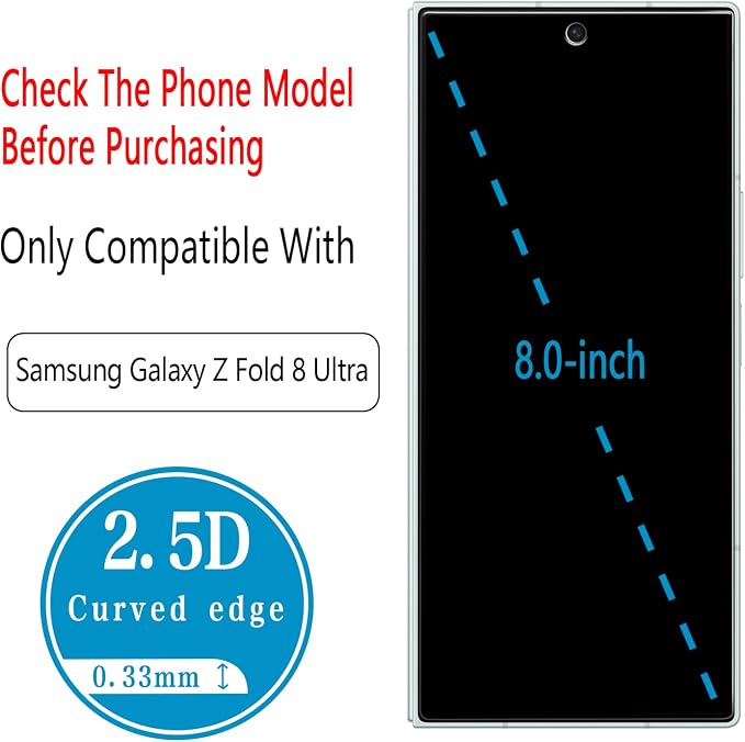 2+2 Pack Screen Protector for Samsung Galaxy Z Fold 8 Ultra | with Camera Lens Protector, Anti Scratch, Bubble Free - Image 3
