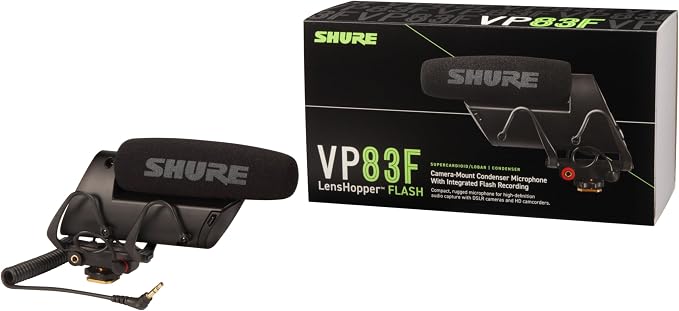 Shure VP83F LensHopper Camera-Mounted Condenser Shotgun Microphone with Integrated Digital Flash Recording - Windscreen, Superior RF Immunity, Backlit LCD, 5-Position Joystick, Rycote Lyre Shock Mount - Image 2