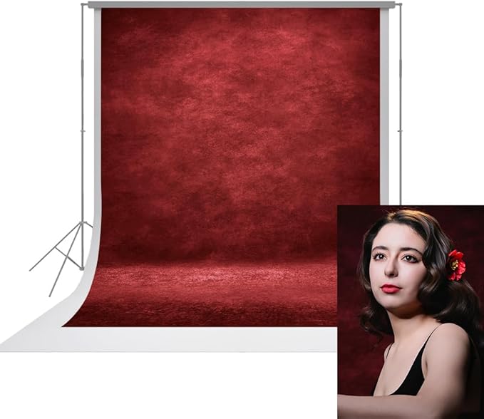 UrcTepics 8x10ft Red Abstract Photography Backdrop for Studio Portraits, Headshots - Textured Professional Background Cloth by UrcTepics