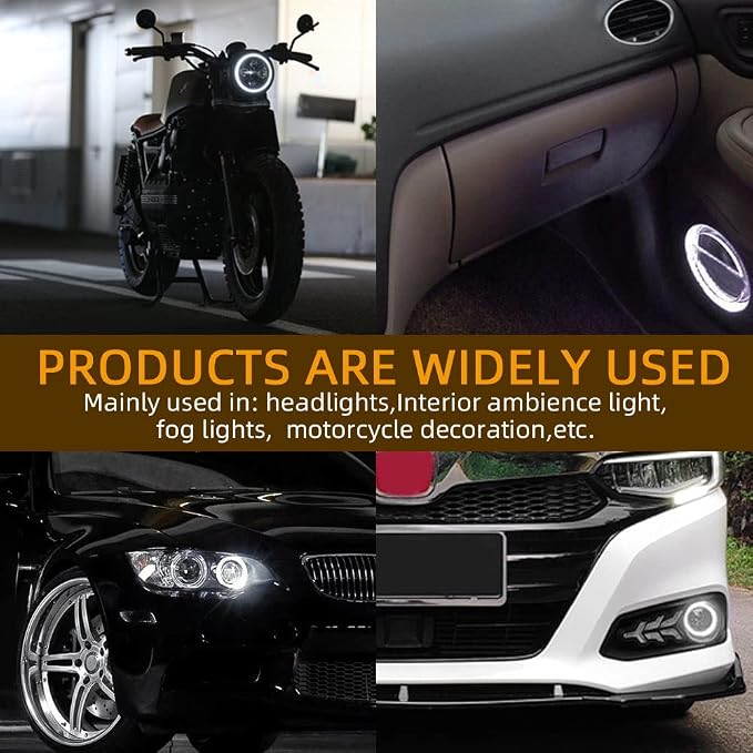 Qasim 1-Pair 100MM White+Amber Switchback 132SMD 4014 LED Halo Ring Angel Eyes DRL Warning Lights 12V - Image 7