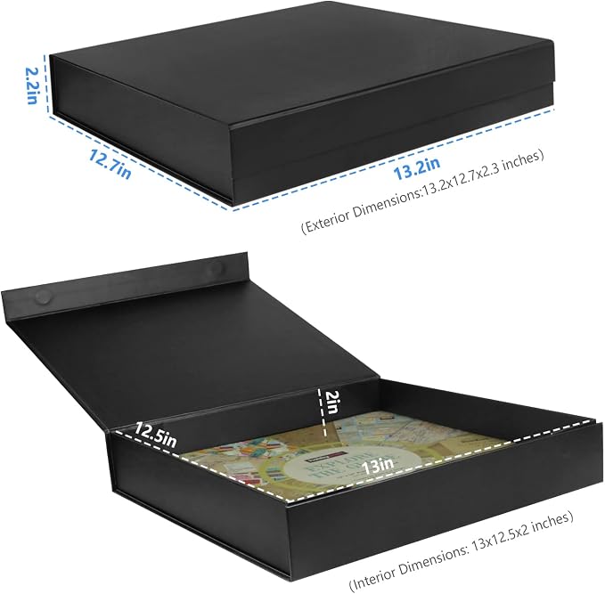 12x12 Scrapbook Storage Box for Scrapbooks, Papers and Supplies, Odor Free, Solid Black, 1 PCS 1 Pack - Image 3
