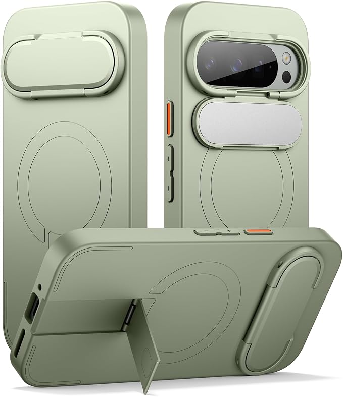 SURITCH for Google Pixel 9 Pro XL Phone Case, Compatible with MagSafe, Protective Cover with Camera Cover & Adjustable Metal Kickstand for Pixel 9 Pro XL -Sage Green by SURITCH