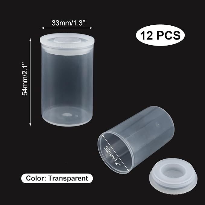 Quacc 12 PCS Film Canisters with Caps, Clear Film Canister for Rockets | Tight Fitting Lid, Sturdy and Reuse, Empty, Plastic Film Canister Case for Science/Art Project, Storage Small Items - Image 6
