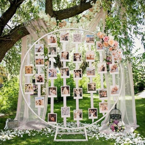 Colingmill 63 in White Round Picture Display Stand with Clips Photo Board - Image 4