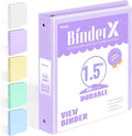 BinderX 3 Ring Binder 1.5 Inch, Clear View Binder, Lavender, Letter Size | Extra Durable, PVC-Free, Customizable, Interior Pockets, 325-Sheet Capacity, Eco-Friendly, Reinforced Hinge, School, Office by Sooez