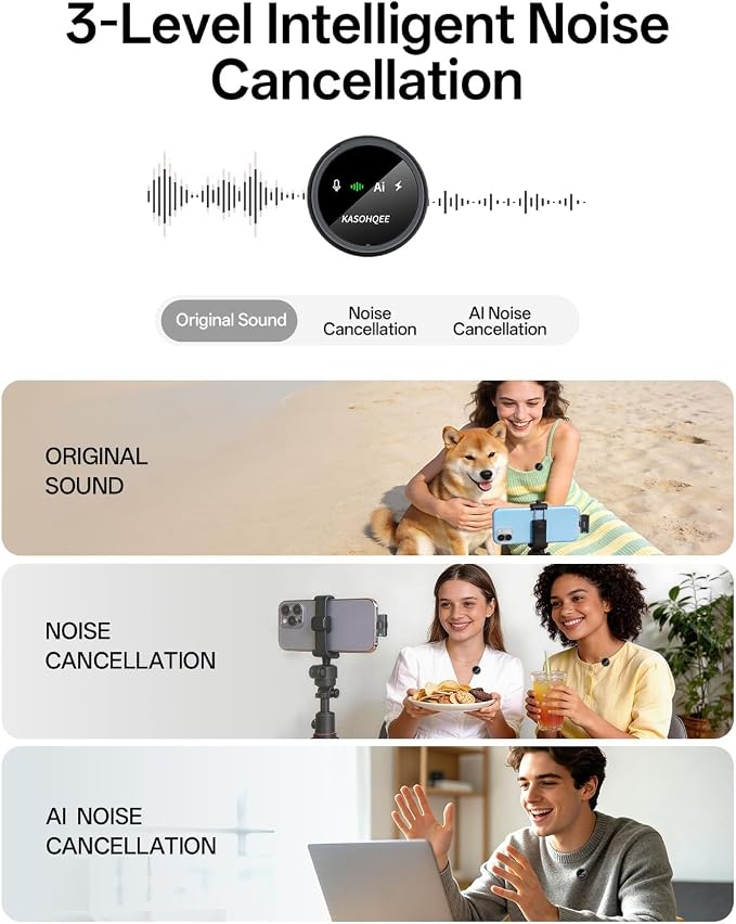 Wireless Lavalier Microphone for iPhone 17/16/15/14, iPad & Android, Magnetic Clip-on Mini Mic with Charging Case,30H Playtime Plug-Play Lapel Lavalier Mic for Vlog TikTok, AI Noise Reduction - Image 3