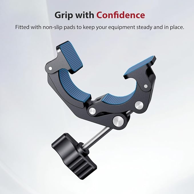 Came-TV Universal 18-50mm Camera Clamp Mount for Insta360/GoPr0, Heavy-Duty Aluminum Alloy with 1/4" & 3/8" Threads, Motorcycle Mirror/Car Headrest Rod Clamp for Camera/LED Light/Microphone - 61012 - Image 7