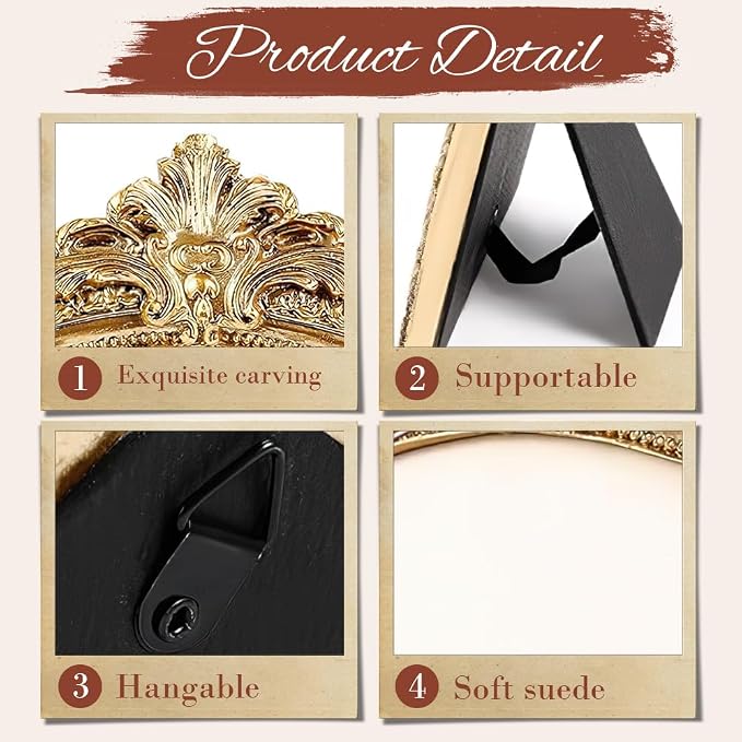 3 Pcs Jewelry Display Stand Organizer, Gold Vintage Ring Holder, Resin Necklace Holder Organizer, Photo Frame Earring Holder, Jewelry Holder for Wedding, Selling, Room Decor - Image 4