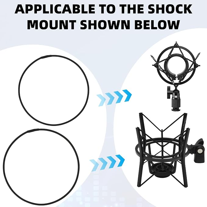 8PCS Microphone Shock Mount Rubber Ring, Black Universal Elastic Bands Replacement for Microphone Shock Mount Holder Clamp Clip (Black) - Image 4