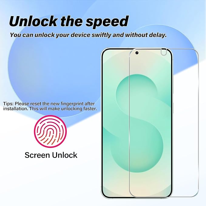 BIGFACE Galaxy S25 Tempered Glass Screen Protector + Camera Lens Protector [ 2 + 2 Pack ][Case Friendly] [Anti-Scratch] [Ultrasonic Fingerprint Unlock] Clear HD Protective Film for Samsung Galaxy S25 - Image 2