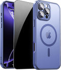 for iPhone 16 Pro Case with Privacy Screen Protector, Light Blue | Full Camera Protection, Matte Translucent, Magnetic, Compatible with MagSafe, Shockproof Phone Cover for iPhone 16 Pro by ZOZDOKG