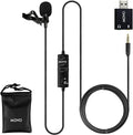 Movo LV1-USB Lavalier Microphone for Camera, Lapel for iPhone and Android Smartphones, Body Lav Mic, Clip On Microphone for 3.5mm, Shirt Lapel Mic for Phone, GoPro, Interview, Computer, PC by Movo