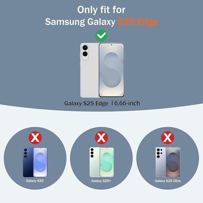 Gritup Fit for Samsung Galaxy S25 Edge Case with Slide Camera Cover | 2 Pcs Screen Protector, Build in 360° Rotating Ring Kickstand, Military Grade Protective Phone Case, White+Black - Image 2