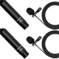 Movo LV4-O2 XLR Phantom Power Omnidirectional Lavalier Microphone Set, with Lapel Mic Clips and Windscreens - Perfect Lapel Microphone for Video Recording, Podcast, Interview, YouTube Production by Movo
