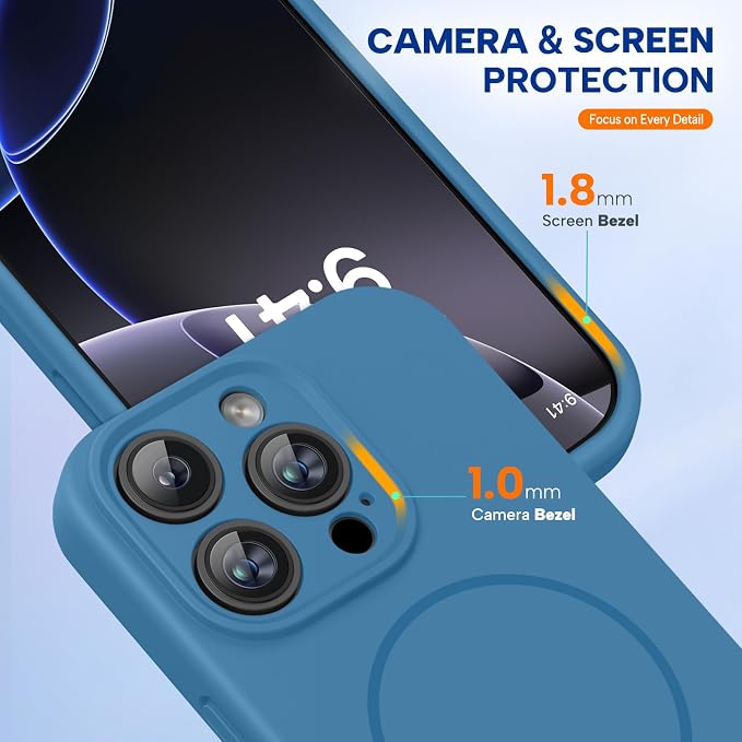 miracase Magnetic for iPhone 16 Pro Case, [Soft Anti-Scratch Microfiber Lining], Compatible with MagSafe, Liquid Silicone Case Shockproof Drop Protection Phone Case for 16 Pro,Capri Blue | Compatible with MagSafe, Soft Microfiber Lining, Liquid Silicon... - Image 7