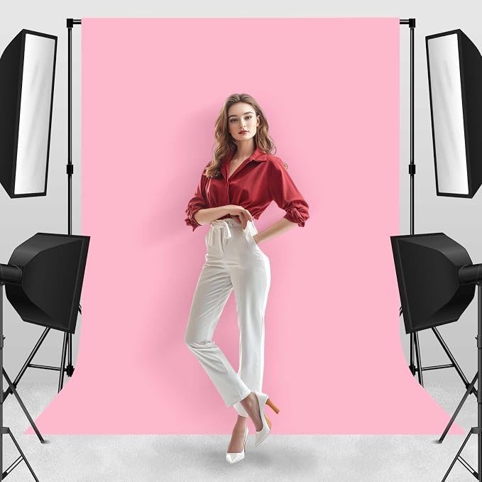 Pink Photo Backdrop Fabric Professional Background 6x9ft Valentine's Day | Seamless Design eliminates Wrinkle Portrait Photography Wedding Dark Theme Decorations - Image 5
