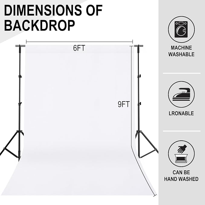 GFCC 6FTx9FT White Backdrop Background for Photography Photoshoot | Non-Reflective, Polyester Curtain, Easy Hang, Multipurpose Screen for Studio Photo Booth, Video Recording, Portrait, Party - Image 4