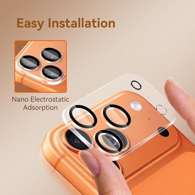 Camera Lens Protector for iPhone 17 Pro 6.3",9H Tempered Glass，Ultra HD, Scratch Resistance Easy to Install，Case Friendly， 3-Pack (iPhone17 pro) - Image 5