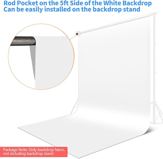 HEMMOTOP Photo Backdrop Curtains, 5x7 ft White Backdrop for Photoshoot, White Photography Seamless Backdrops Background for Easter, Birthday Party, Halloween, Photo, Projector Screen (Pack of 2) - Image 7