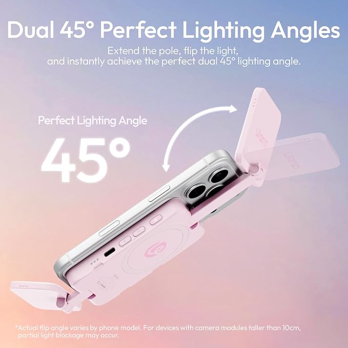 Ulanzi GL01 Magnetic Selfie Light LED Dual Fill for MagSafe iPhone 17 16 15 | Rechargeable Type-C 2700K-6500K Pocket Phone Light, Dual Sided Adjustable Brightness Phone Lighting for Vlog makeup Selfie - Image 5