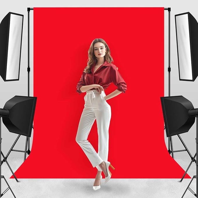 Red Photo Backdrop Cloth Professional Photography Background 8x10ft | Seamless Design eliminates Wrinkle Portrait Photography Wedding Dark Theme Decorations - Image 5