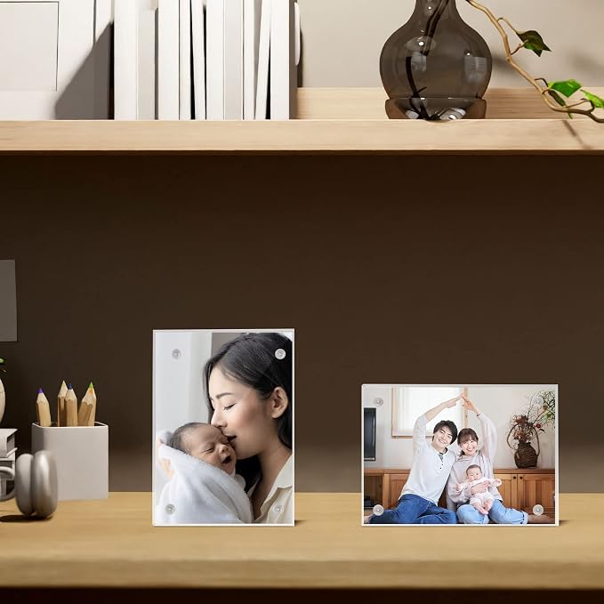 Kigley 8 Pcs 2.5 x 3.5 Inch Mini Acrylic Picture Frames, Clear Acrylic Photo Business Card Frame Desktop Display Double Sided Wallet Size Frame Freestanding Frames for Film Photos Cards Stamp - Image 3