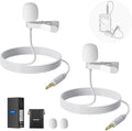 NEEWER 2 Pack Lavalier Lapel Microphone Compatible with Rode Wireless GO II 2 DJI Wireless Mic Transmitter, Omnidirectional Condenser Wired Clip On Lav Mic for Stage YouTube Live Streaming, CM5, White by Neewer