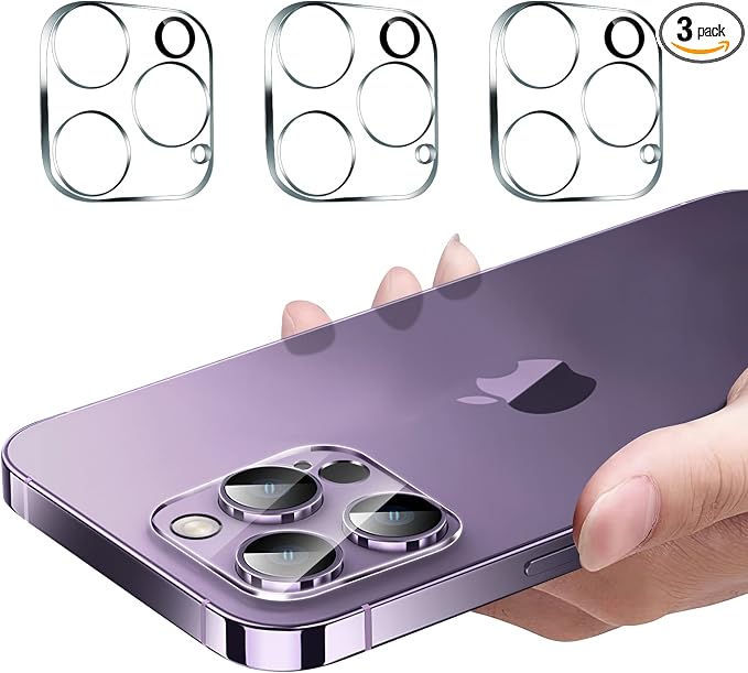 3PCS Rear Back Camera Lens Protector Tempered Glass for iPhone 14 Pro Max, iPhone 15 Pro Max - HD Clear Full Coverage Guard by Hlija