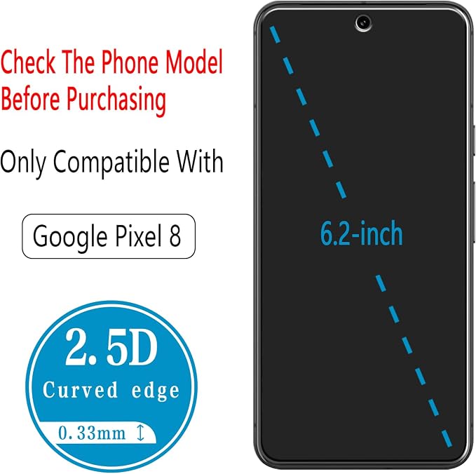 2+2 Pack Screen Protector for Google Pixel 8 Tempered Glass | with Camera Lens Protector, Anti Scratch, Bubble Free - Image 3