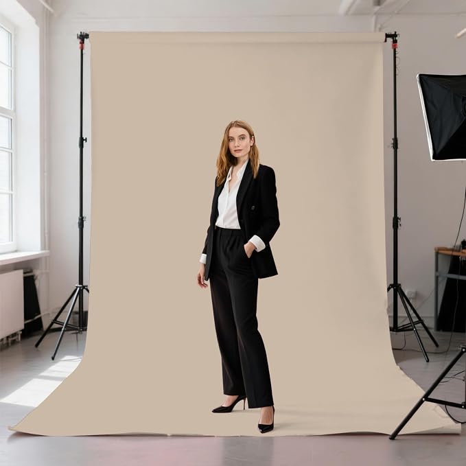 Beige Photography Backdrop for Photoshoot, Fabric 10x10ft | Polyester Studio Photo Backgrounds, Non Reflective, Easy to Hang, for Portrait Shoot, Product, Party Decor, Video Creation - Image 2