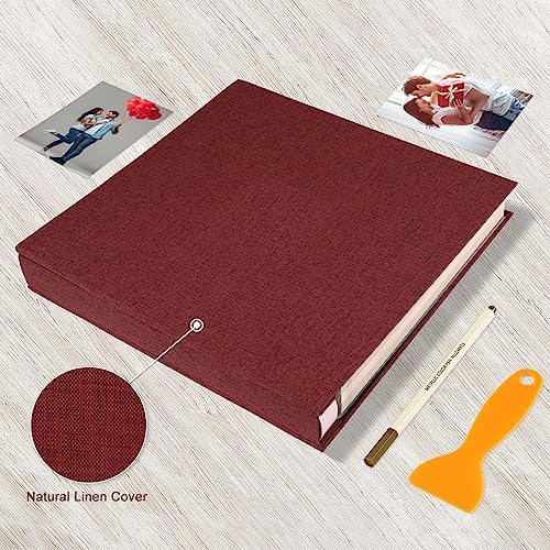 Photo Album Self Adhesive Pages 13.2x12.8 Scrapbook Red 120 Pages - Image 4