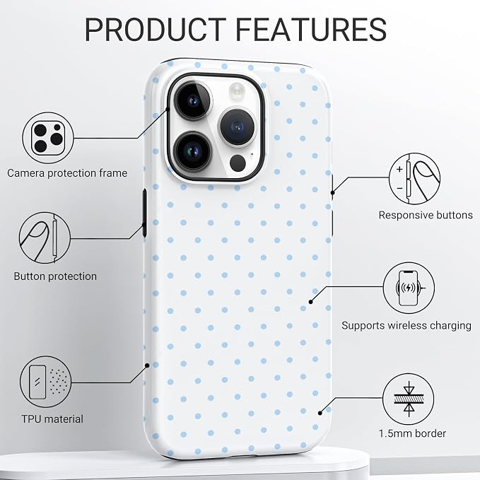 TPU Phone Case for iPhone 13 Pro Max, MagSafe Wireless Charging Compatible, Shockproof Slim Fit Protective Cover with Anti-Yellowing & Raised Camera Protection (Polka dot 3, iPhone 13 Pro Max) - Image 4
