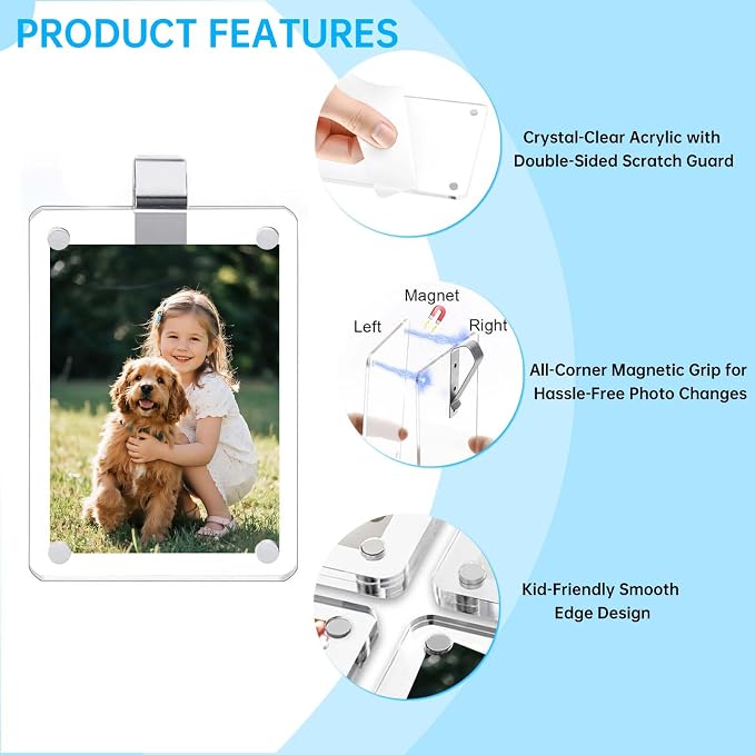 4 Pack Magnetic Car Visor Photo Holder – Personalized Acrylic Clip for Family, Pets, Travel Pictures – Easy Snap-On Car Accessory for Sun Visor (4 Pack, 2.4''x3.5'') - Image 6