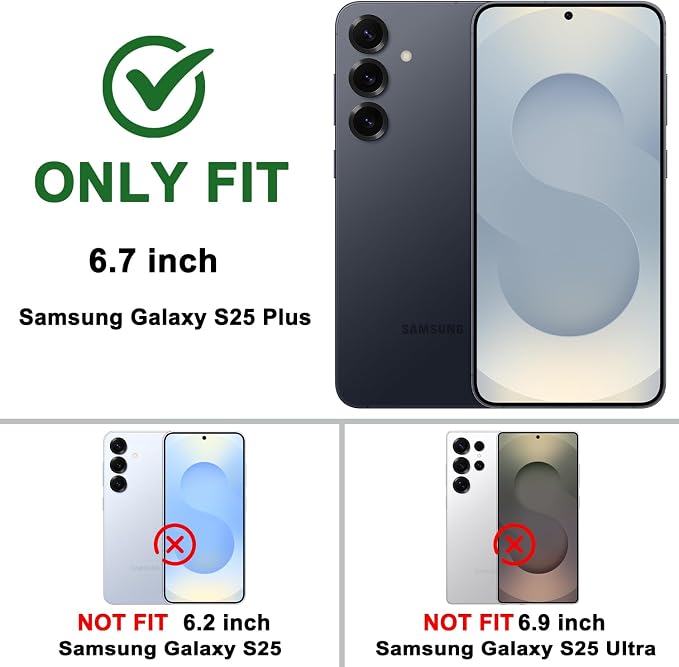 Gritup Fit for Samsung Galaxy S25 Plus Phone Case with Slide Camera Cover | 2 Pack Screen Protector, Build in 360° Rotating Ring Kickstand, Military Grade Shockproof Protective Phone Case, Red+Black - Image 2