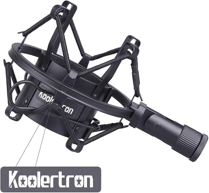 Koolertron Microphone Shock Mount,Mic Clip Holder,Universal 50MM Anti-Vibration Mic Holder for 48MM-54mm Diameter Studio Condenser Mic (Black) - Image 5