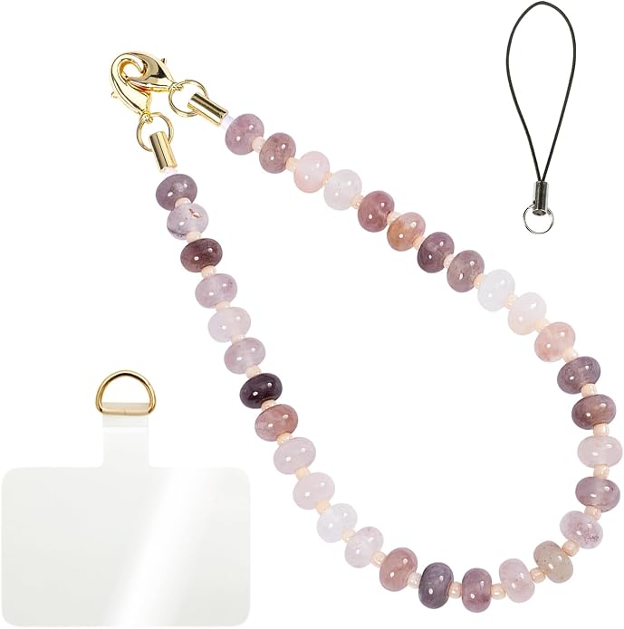 CH.yishi Crystal Beaded Phone Charm Wrist Strap Camera Lanyard | Handmade Cell Phone Chain,with Tether Tab,Keychain Bag Wallet Natural Stone Charm,Headphone Gemstone Decor,Camera Wrist Strap by CHyishi