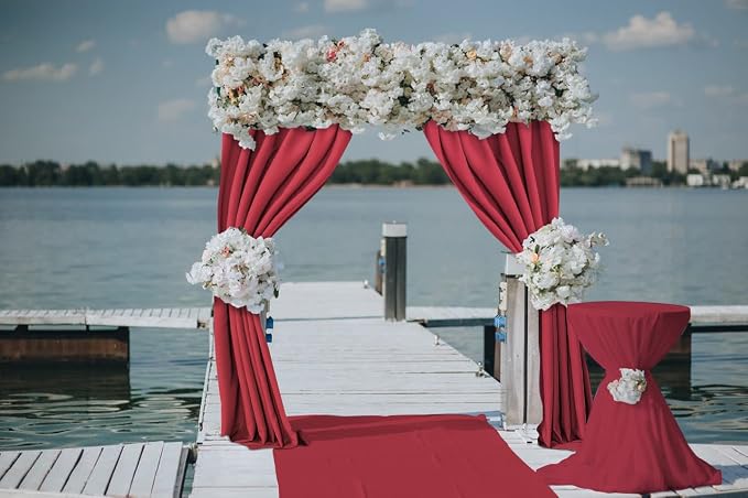 Joydeco Red Christmas Backdrop Curtain for Parties, Wrinkle Free Red Christmas Curtains Photo Backdrop for Wedding Decor, Birthday Party Graduation Baby Shower Photography Drapes(5ft x 7ft, 2 Panels) - Image 5