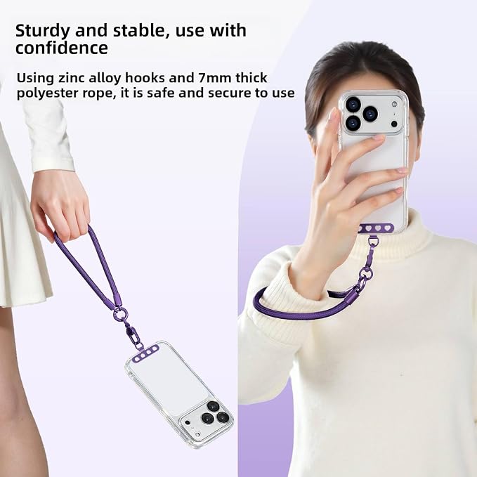 Phone Wrist Strap Lanyard Hand Wristlet with 360° Rotating Clip Stainless Steel Tether Buckle Finger Grip Strong Durable Anti-Tangle Universal for iPhone Camera Keychain Travel Stylish Pink - Image 7