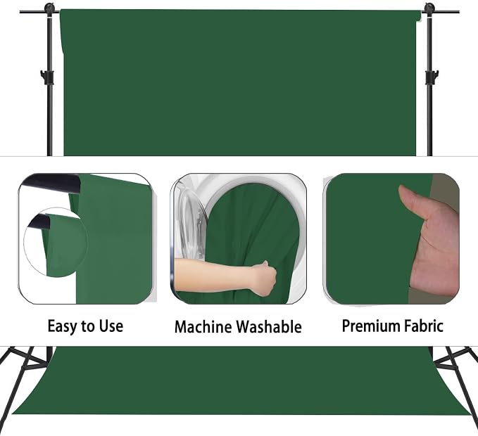 Dark Green Photography Backdrop for Photoshoot, Fabric 5x7ft | Versatile Studio Photo Backgrounds, Non Reflective, Easy to Use, for Portraits, Product, Party, Video Creation - Image 6