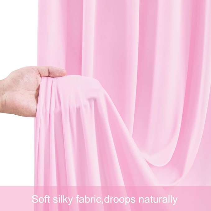 6 Panels Pink Backdrop Curtains for Wedding Party Wrinkle Free Backdrops Curtain Drapes Fabric Decorations Photo Back Drop Cloth for Baby Shower Photography Stage Reception 30ft(W) x 12ft(H) - Image 8
