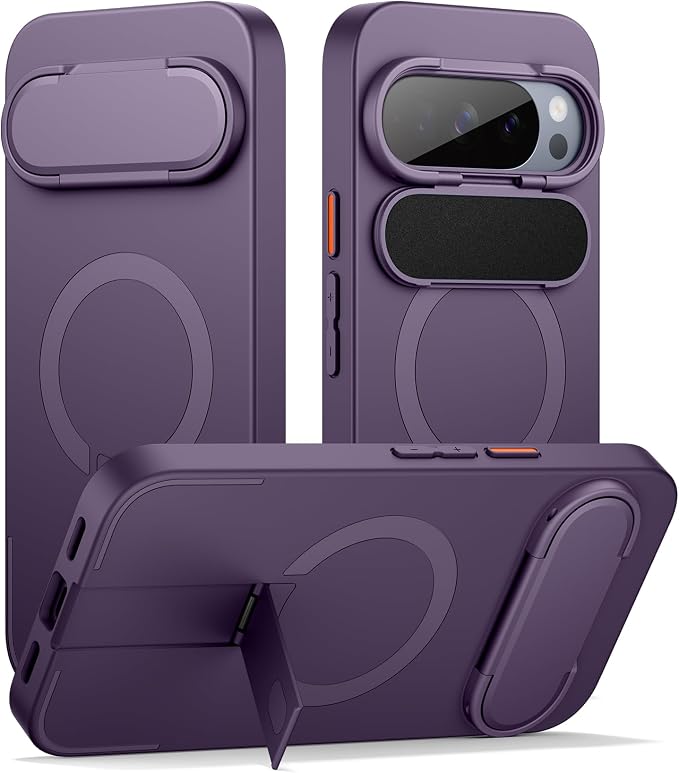 SURITCH for Google Pixel 10/10 Pro Phone Case, Compatible with MagSafe, Protective Cover with Camera Cover & Adjustable Metal Kickstand for Pixel 10/10Pro 2025 -Dark Purple by SURITCH