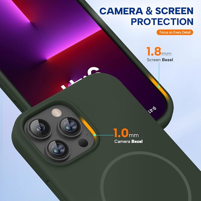 miracase Magnetic for iPhone 13 Pro Max Case, [Soft Anti-Scratch Microfiber Lining], Compatible with MagSafe, Liquid Silicone Shockproof Drop Protection Phone Case for 13 Pro Max, Dark Green - Image 8
