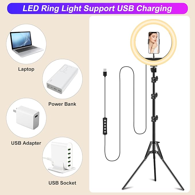 STALLY 10.2" Ring Light with Stand for for iPhone/TikTok, 75" Tall Tripod | Ring Light with Phone Holder,Wireless Remote,12 Dimming Levels,96 Color Modes, Selfie Light for Makeup,Live Stream,YouTube - Image 7