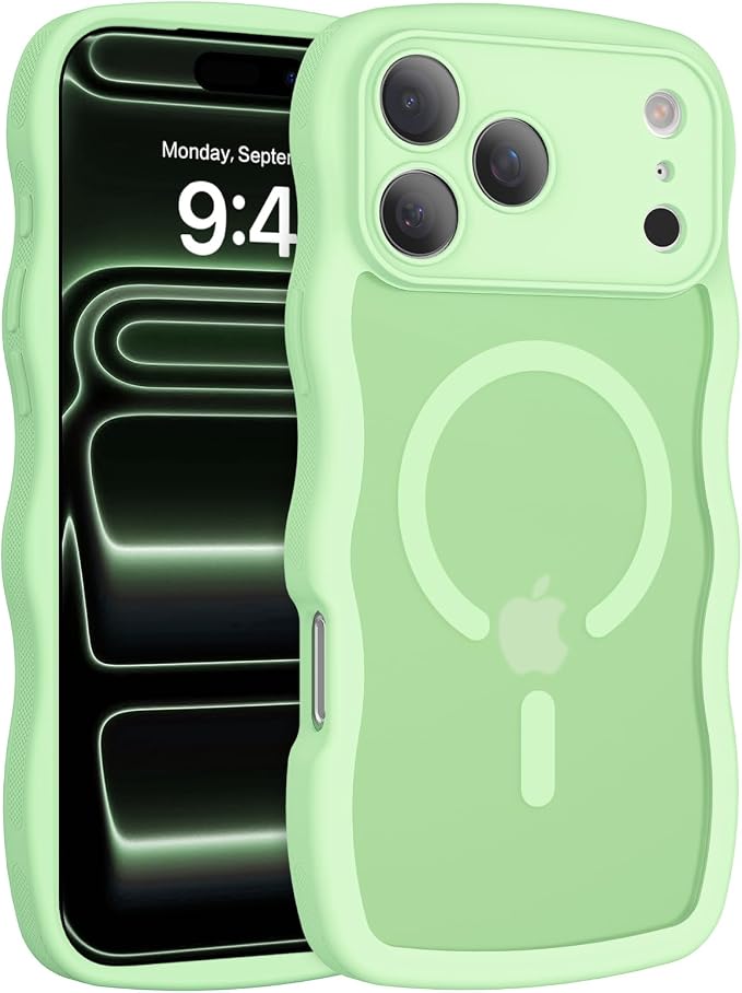 BENTOBEN Magnetic for iPhone 17 Pro Max Case, Cute Wavy [Full Camera Protection][Compatible with MagSafe] Matte Anti-Slip Bumper Women Men Boys Protective Cover for 17 ProMax 6.9",Matcha Green - Image 9